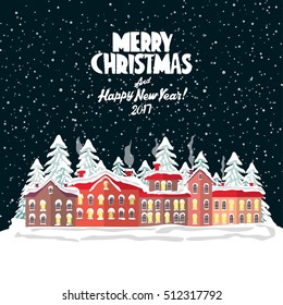 Merry christmas card. Vector illustration. Happy new year