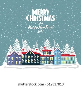 Merry christmas card. Vector illustration. Happy new year