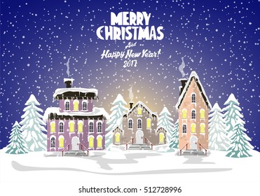 Merry christmas card. Vector illustration. Happy new year