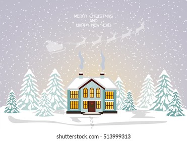 Merry christmas card. Vector illustration. Happy new year