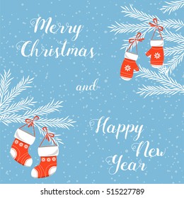Merry christmas card. Vector illustration. Happy new year