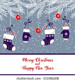 Merry christmas card. Vector illustration. Happy new year
