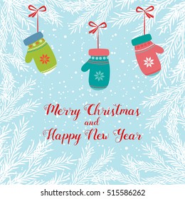 Merry christmas card. Vector illustration. Happy new year