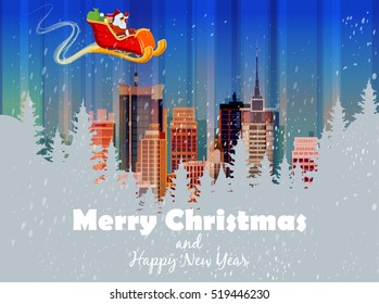 Merry christmas card. Vector illustration. Happy new year illustration for your design