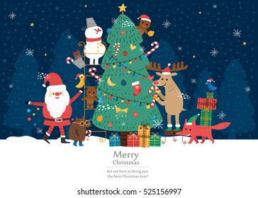 Merry Christmas card. vector illustration background