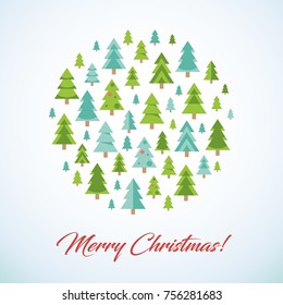 Merry Christmas Card. Vector Illustration. Flat Style. Holiday Decorative Design for Cards, Invitations, Celebrations.