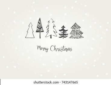 Merry Christmas Card vector with trees