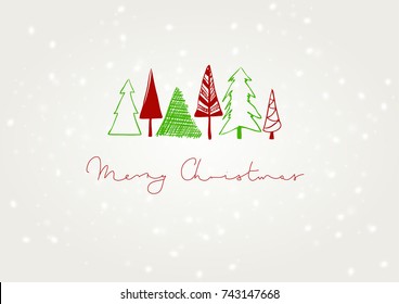 Merry Christmas Card vector with trees