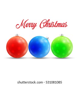 merry christmas card. vector xmas baubles 