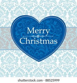 Merry Christmas Card. Vintage label.  Vector seamless  background. Eps 10.