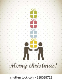 merry christmas card, vintage style. vector illustration