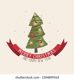 Merry Christmas card in vintage style.