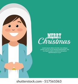 merry christmas card with virgin mary smiling