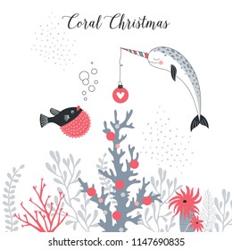 Merry Christmas card, whimsical art