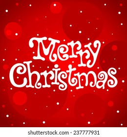 Merry Christmas card with white lettering over red background
