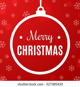 Merry Christmas Card. White Template over Red Background. Happy New Year. Red space abstraction. Vector illustration.