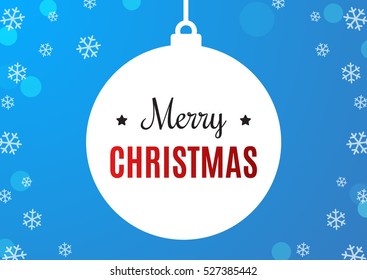 Merry Christmas Card. White Template over Blue Background. Happy New Year. Blue space abstraction. Vector illustration.