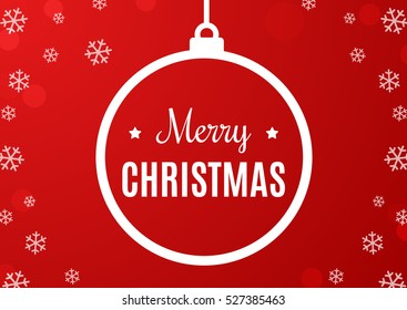 Merry Christmas Card. White Template over Red Background. Happy New Year. Red space abstraction. Vector illustration.