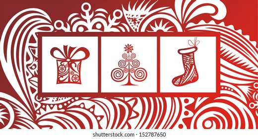 Merry christmas card winter pattern background vector illustration