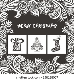 Merry christmas card winter pattern background vector illustration