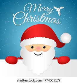 Merry Christmas - card with wishes and Santa Claus. Vector.