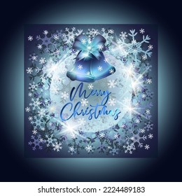 Merry Christmas card with xmas bells, vector illustration	