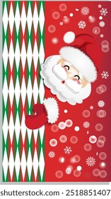 merry christmas card with xmas santa ouit, happy new year background, snowflakes, winter, holiday, festive, celebration, traditions, diamond shape pattern