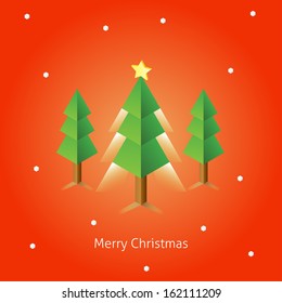 Merry Christmas card with xmas tree in vector