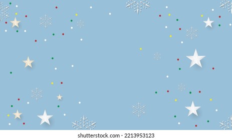 Merry Christmas Card.Christmas And New Year Text On Blue Xmas Background With Snow Snowflake.Typography For Christmas And Winter Holiday Greeting Card.invitation,postcard,web,Vector Illustration EPS10