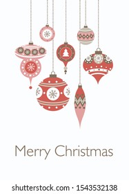 Merry christmas cards with christmas balls. Vector illustration