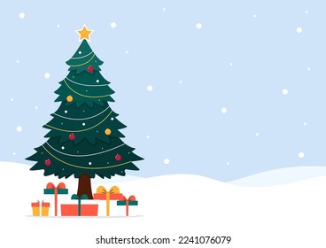 Merry Christmas cards. Christmas, Holiday templates with greetings, Christmas Tree. Banner or header and copy space.