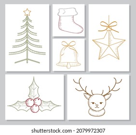 merry christmas cards line style