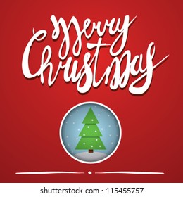 merry christmas for cards on red background. vector art