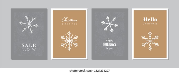 Merry Christmas cards set with hand drawn elements. Doodles and sketches vector Christmas illustrations, DIN A6.