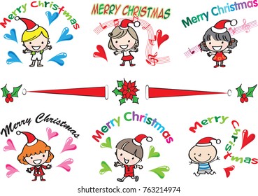 merry christmas cards set vector