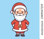 Merry Christmas Cartoon Character Santa Claus. Isolated santa cartoon character for Christmas. Vector illustration.
