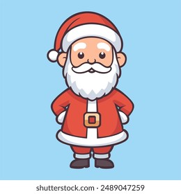 Merry Christmas Cartoon Character Santa Claus. Isolated santa cartoon character for Christmas. Vector illustration.