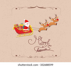 merry christmas Cartoon Santa Claus flying