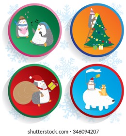 Merry Christmas, cartoon set.