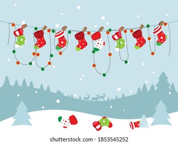 merry christmas cartoon snow falling