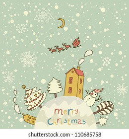 Merry Christmas. Cartoon vector background for nice backgrounds and holiday cards