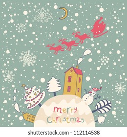 Merry Christmas. Cartoon vector background for nice backgrounds and holiday cards