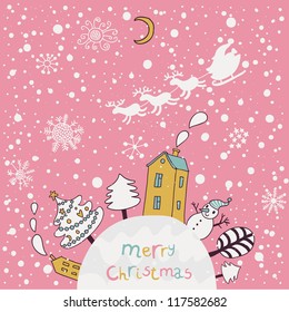 Merry Christmas. Cartoon vector background for nice backgrounds and holiday cards. New year