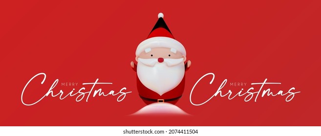 Merry Christmas celebration with 3D render Santa Claus character.
