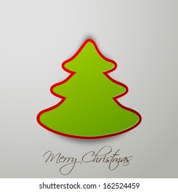 Merry Christmas celebration background with glossy Xmas tree on grey background, can be use as flyer, banner or poster. 
