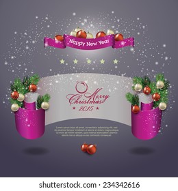 Merry Christmas celebration background with ribbon banner
