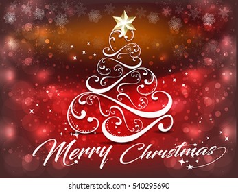 Merry Christmas celebration  background  with tree vector illustration 