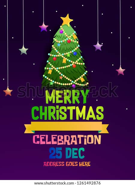 Download Merry Christmas Celebration Banner Template Design Stock Vector Royalty Free 1261492876 PSD Mockup Templates