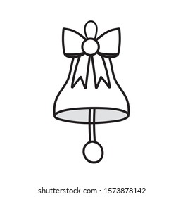 merry christmas celebration bell with bow decoration vector illustration thick line