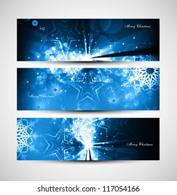 merry christmas celebration blue header set vector